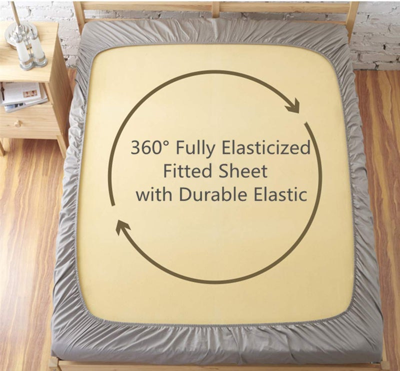 Meicotton Bedding King Size Premium Cotton Fitted Sheet Only - 300 Thread Count Pure Natural Cotton Fabric - 14" Deep Pocket,Breathable,Ultra Soft & Silky (King,Dark Grey) - Image 4